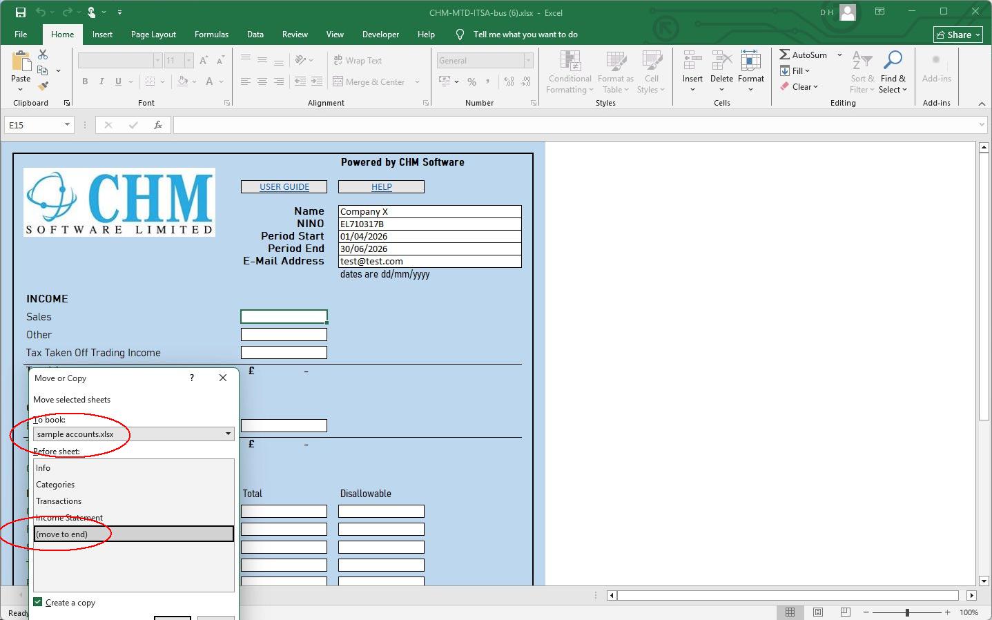 position the copied sheet